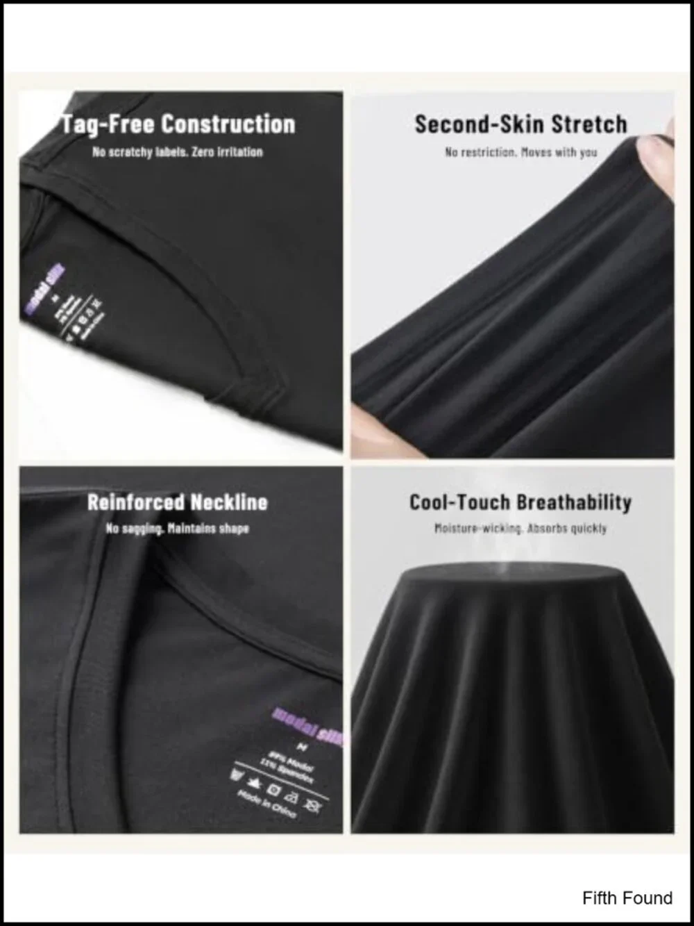 Ultra-Soft V-Neck Undershirts for Men 3 Pack, MicroModal Stretch Tees, Tag Free